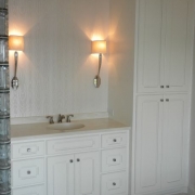 rope door style vanity and linen painted white